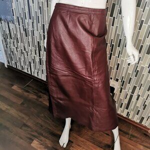 SANTA FE 100% Genuine Leather Skirt Size 2XL Burgundians Maxi Length 0353  Measu
